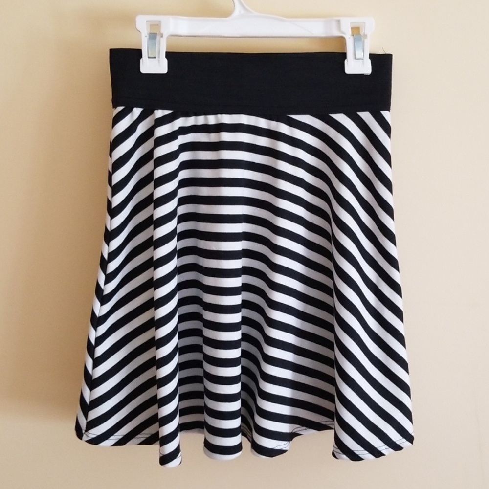 Black and white striped skirt